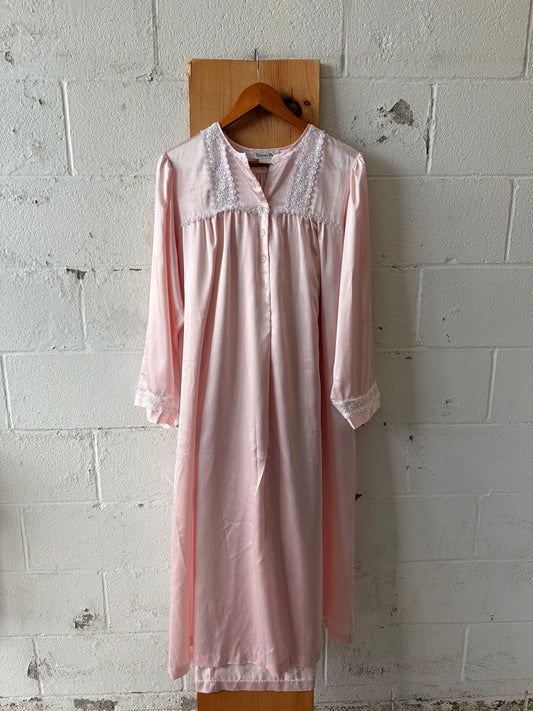 Vtg Christian Dior Pink Satin Nightgown : L/XL
