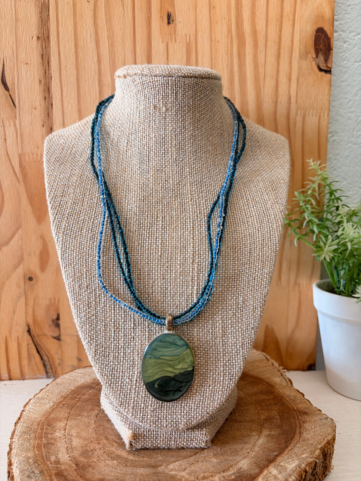 Green and Blue Beaded Necklace