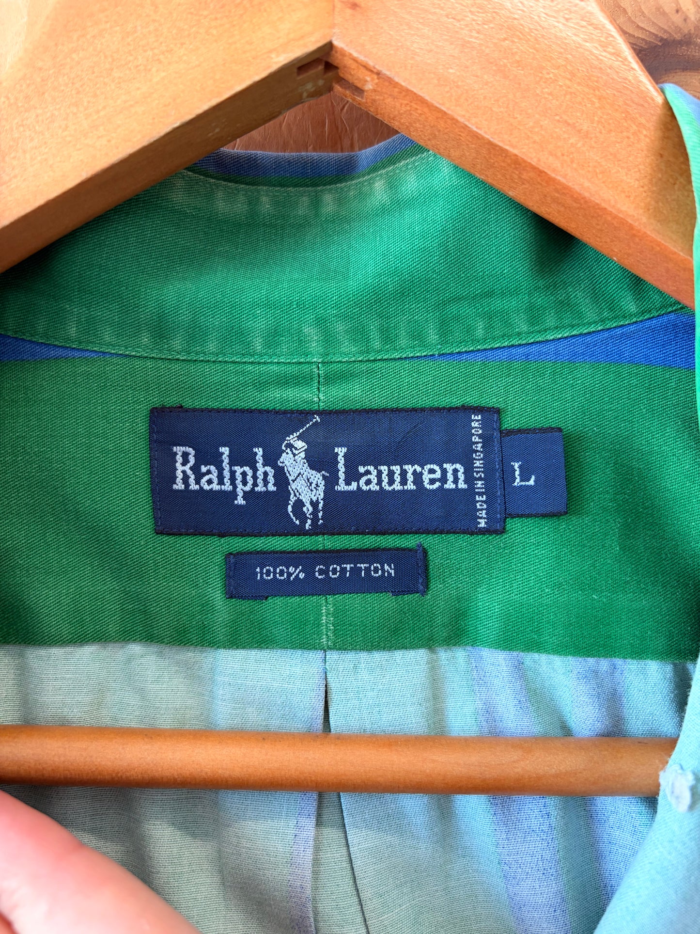 Green & Blue Striped Ralph Lauren Button Down : L