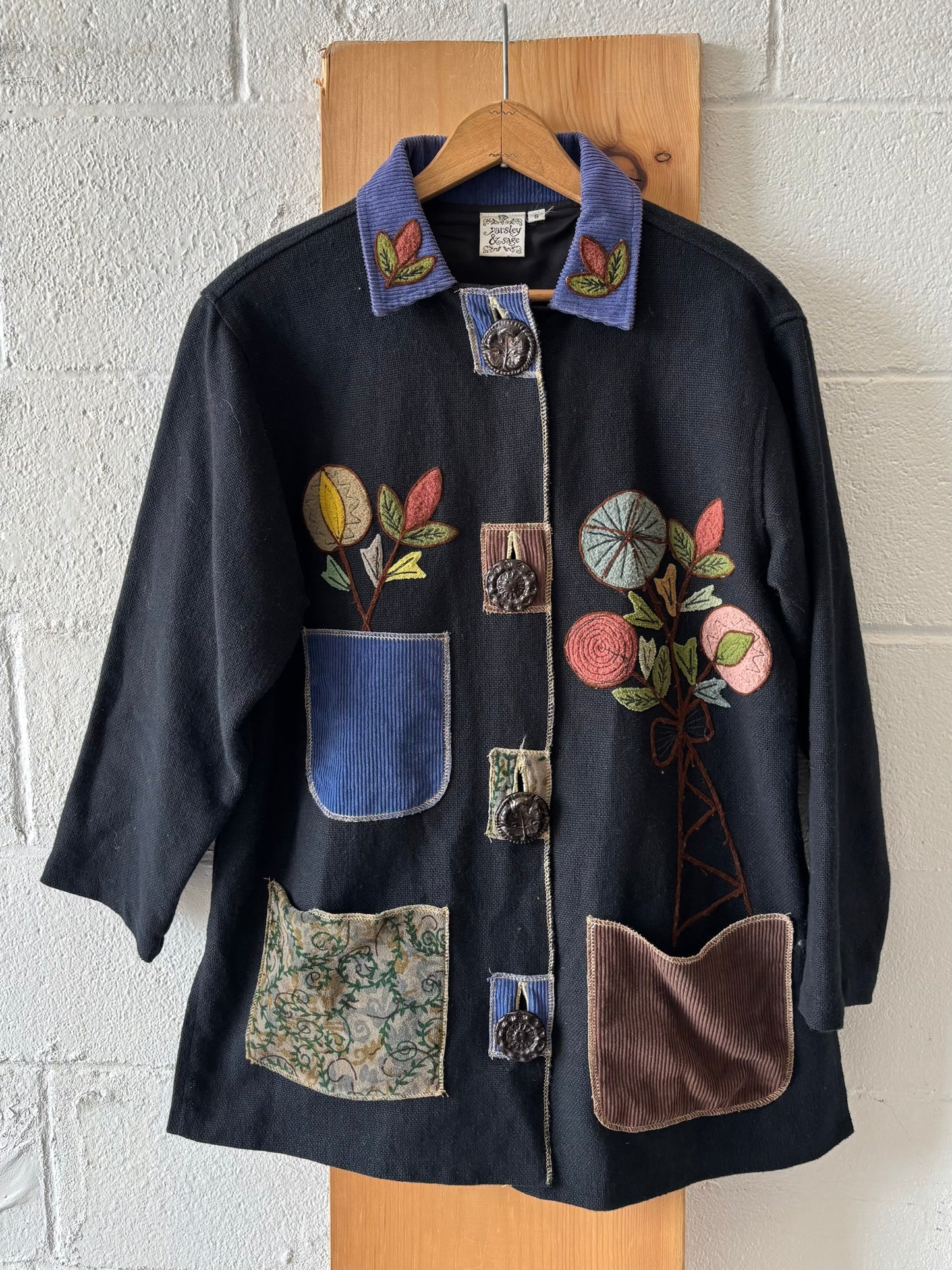 Boho Embroidered Plant Jacket : S