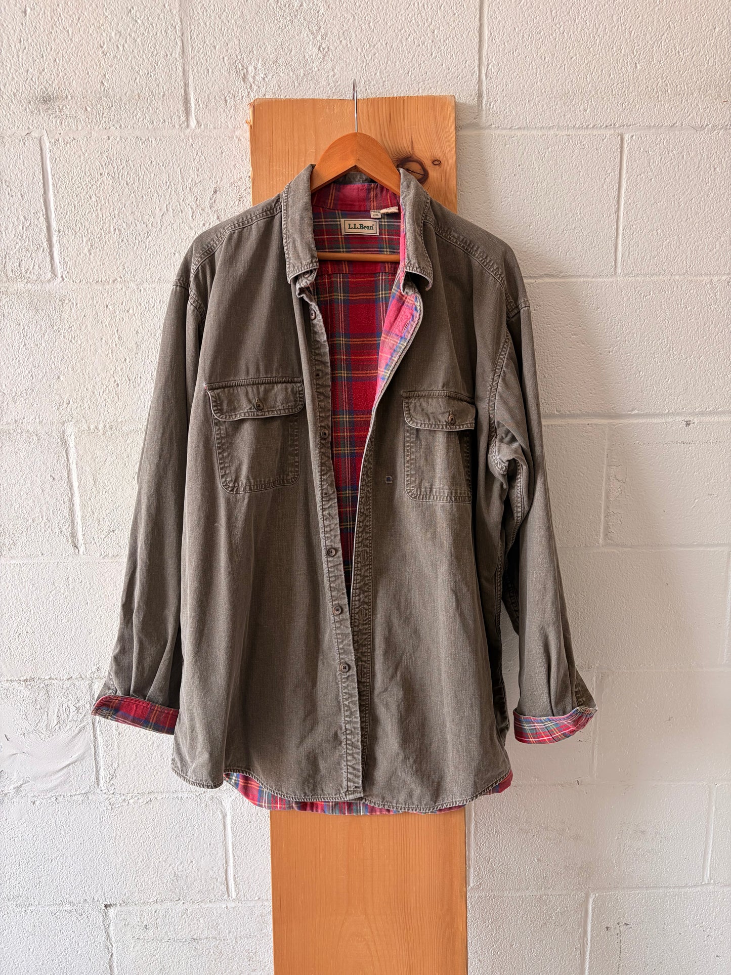 Vtg L.L. Bean Flannel Lined Button Down : XXLT (As Is)