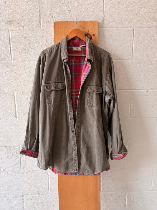 Vtg L.L. Bean Flannel Lined Button Down : XXLT (As Is)