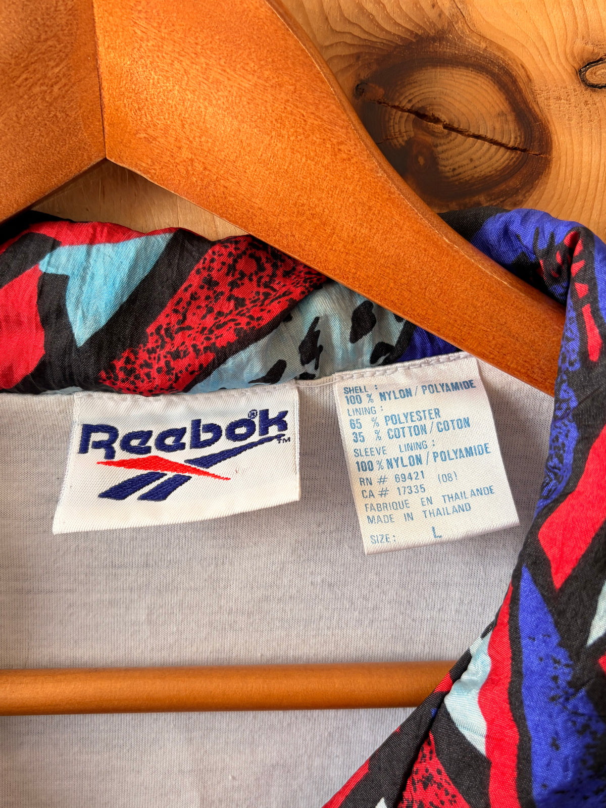 Vtg Reebok Geometric Windbreaker : L