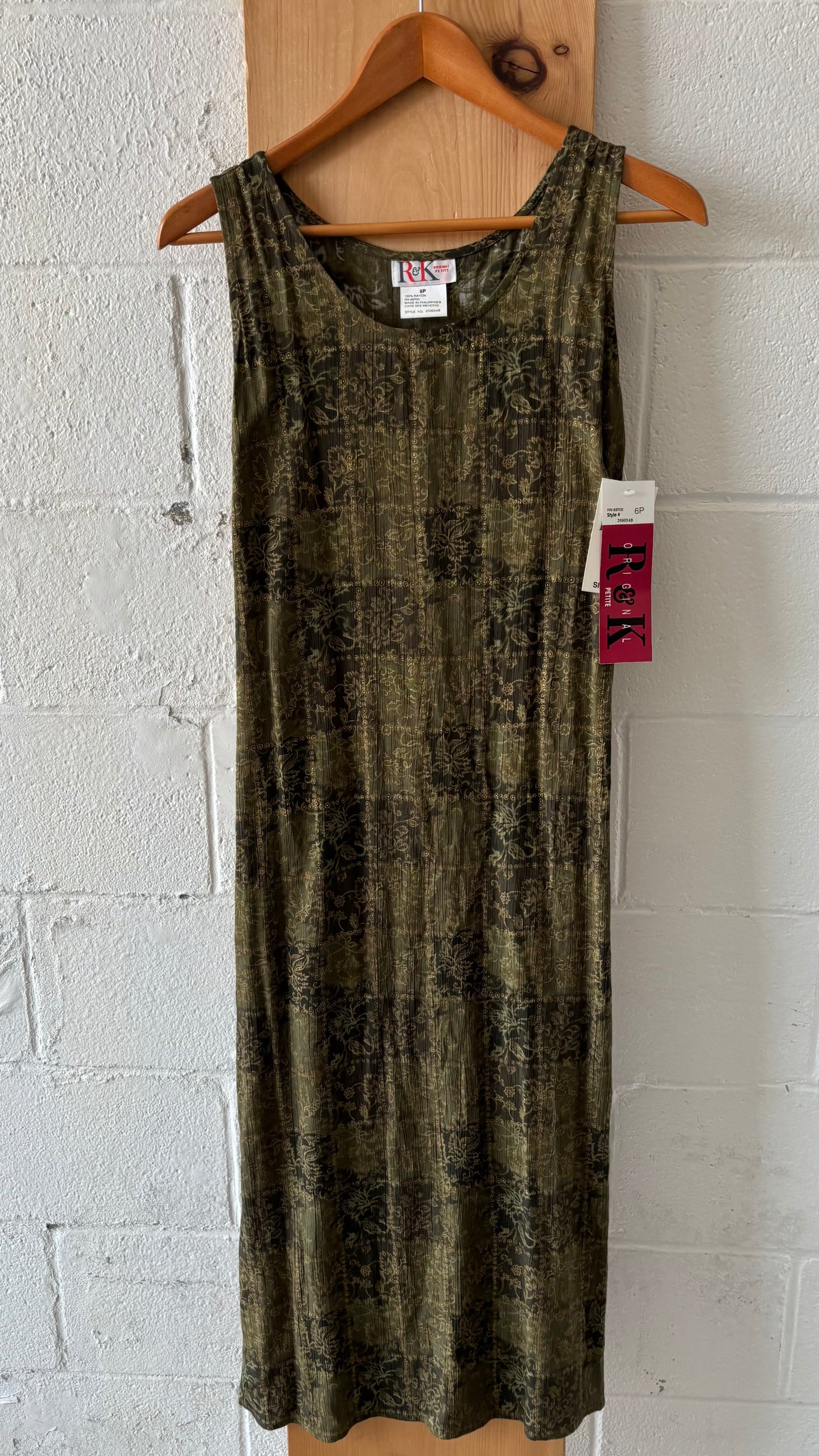 Olive Green Patterned Dress : 6P