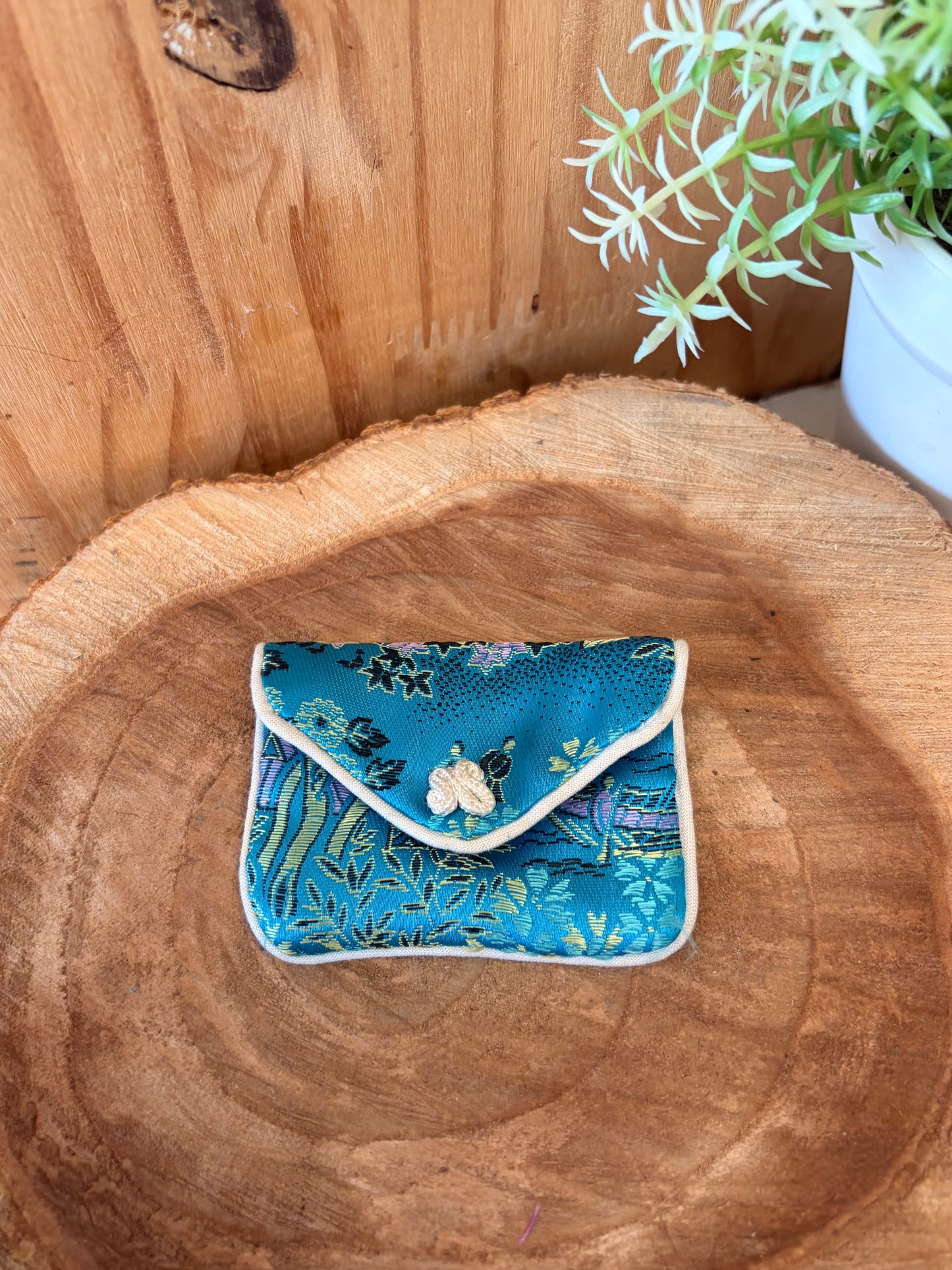 Little Turquoise Floral Pouch