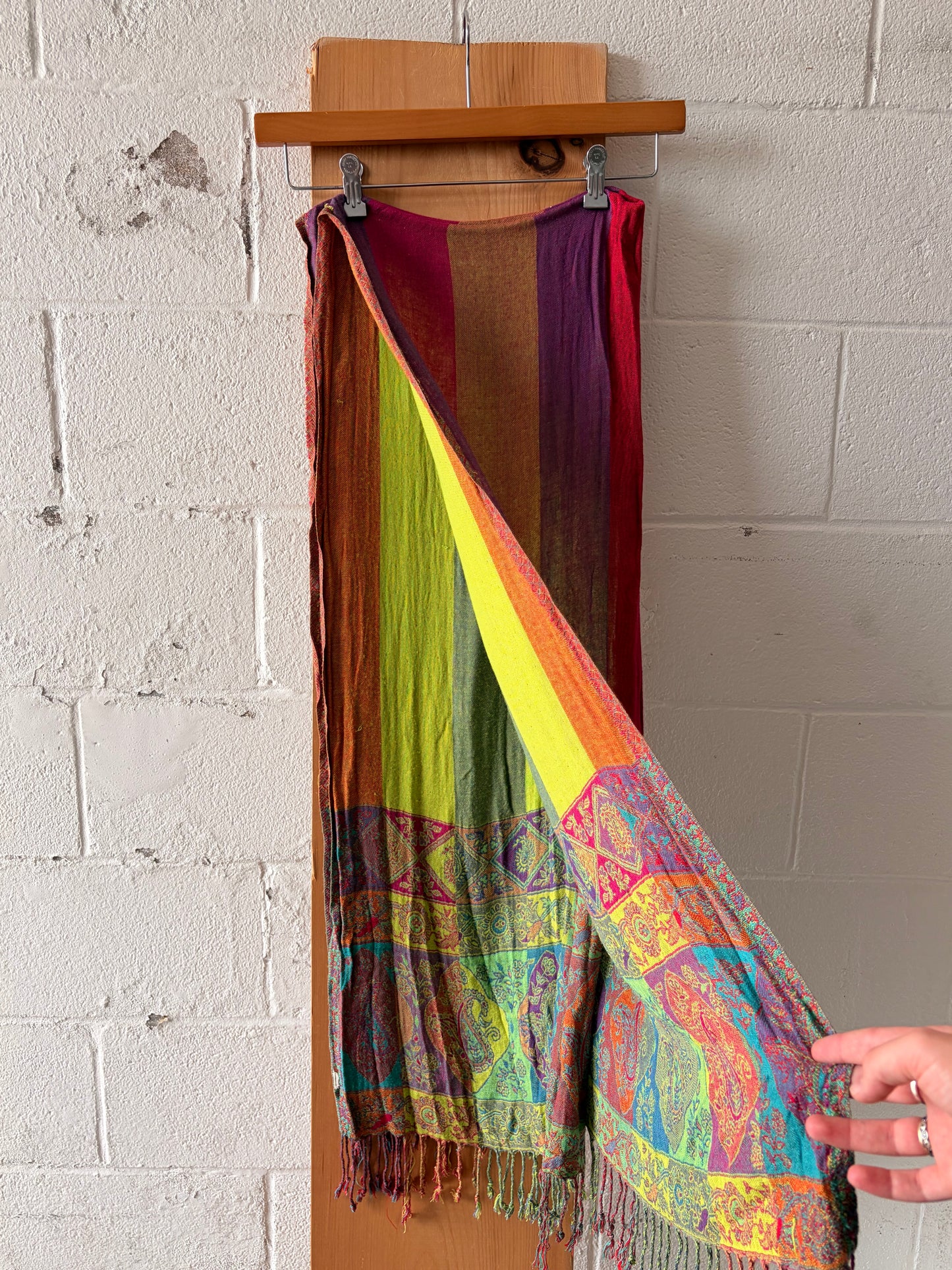 Bright Boho Striped Paisley Scarf / Wrap