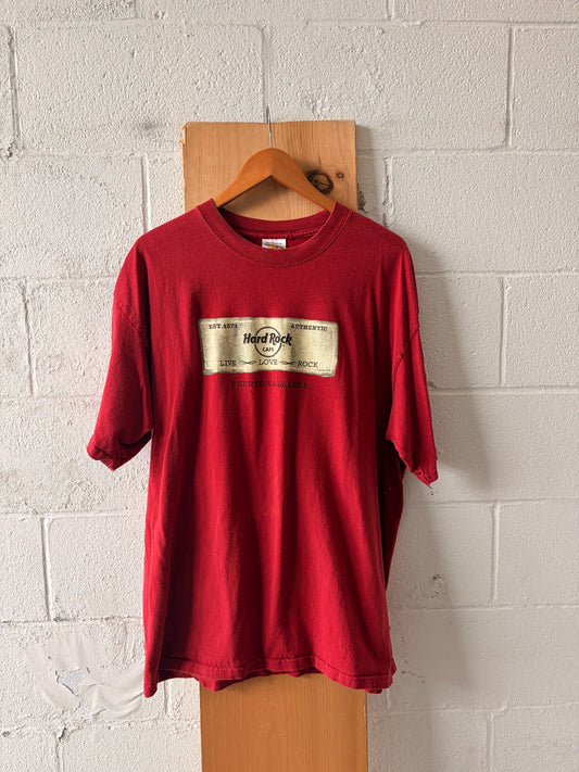 Vtg Red Hard Rock Tee : XXL
