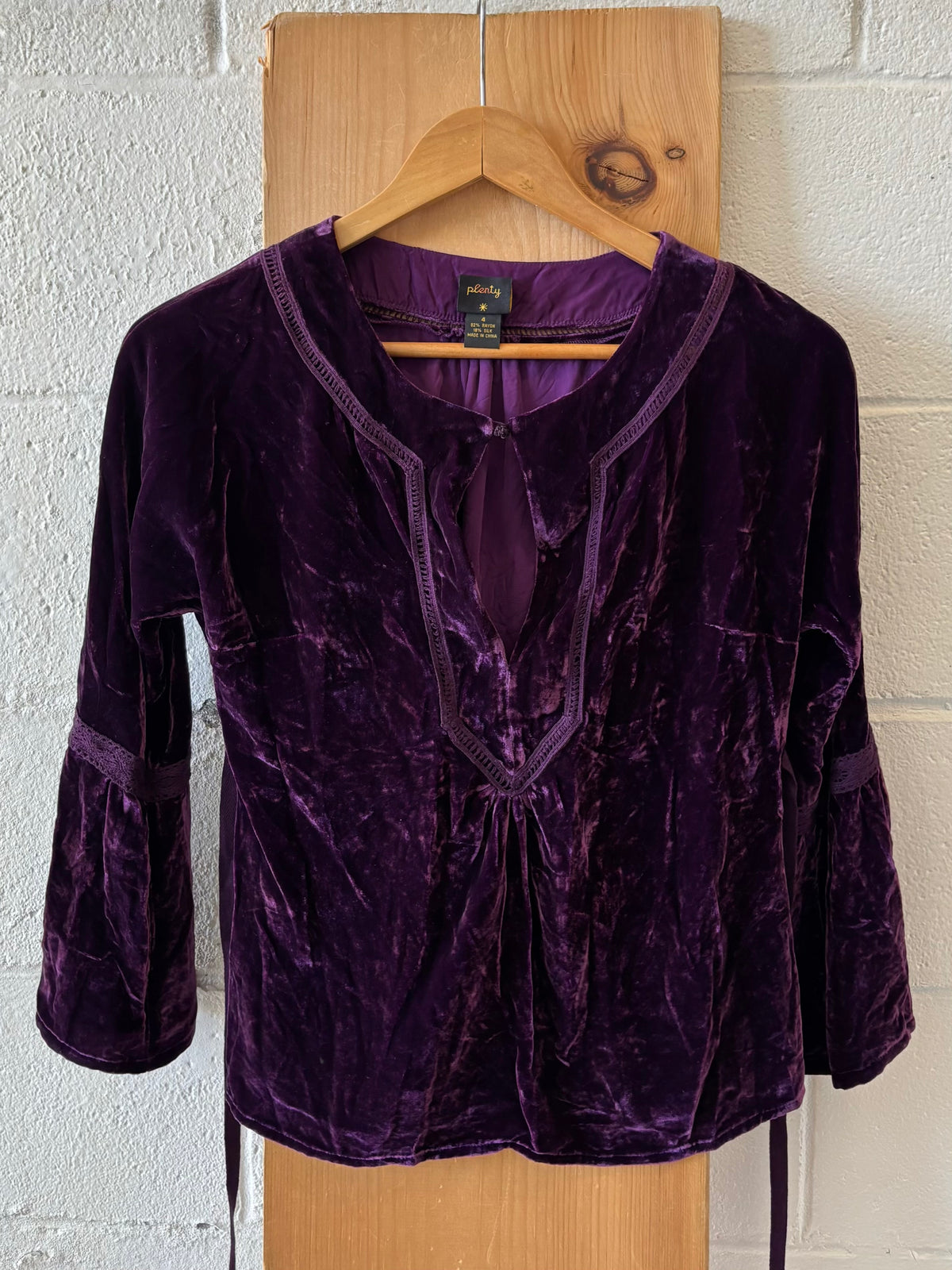 Purple Velour Long Sleeve Blouse : 4
