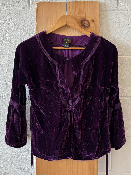 Purple Velour Long Sleeve Blouse : 4