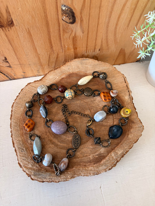 Long Multi Beaded Chain Necklace