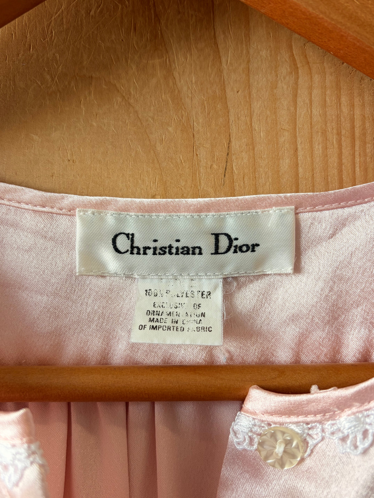 Vtg Christian Dior Pink Satin Nightgown : L/XL
