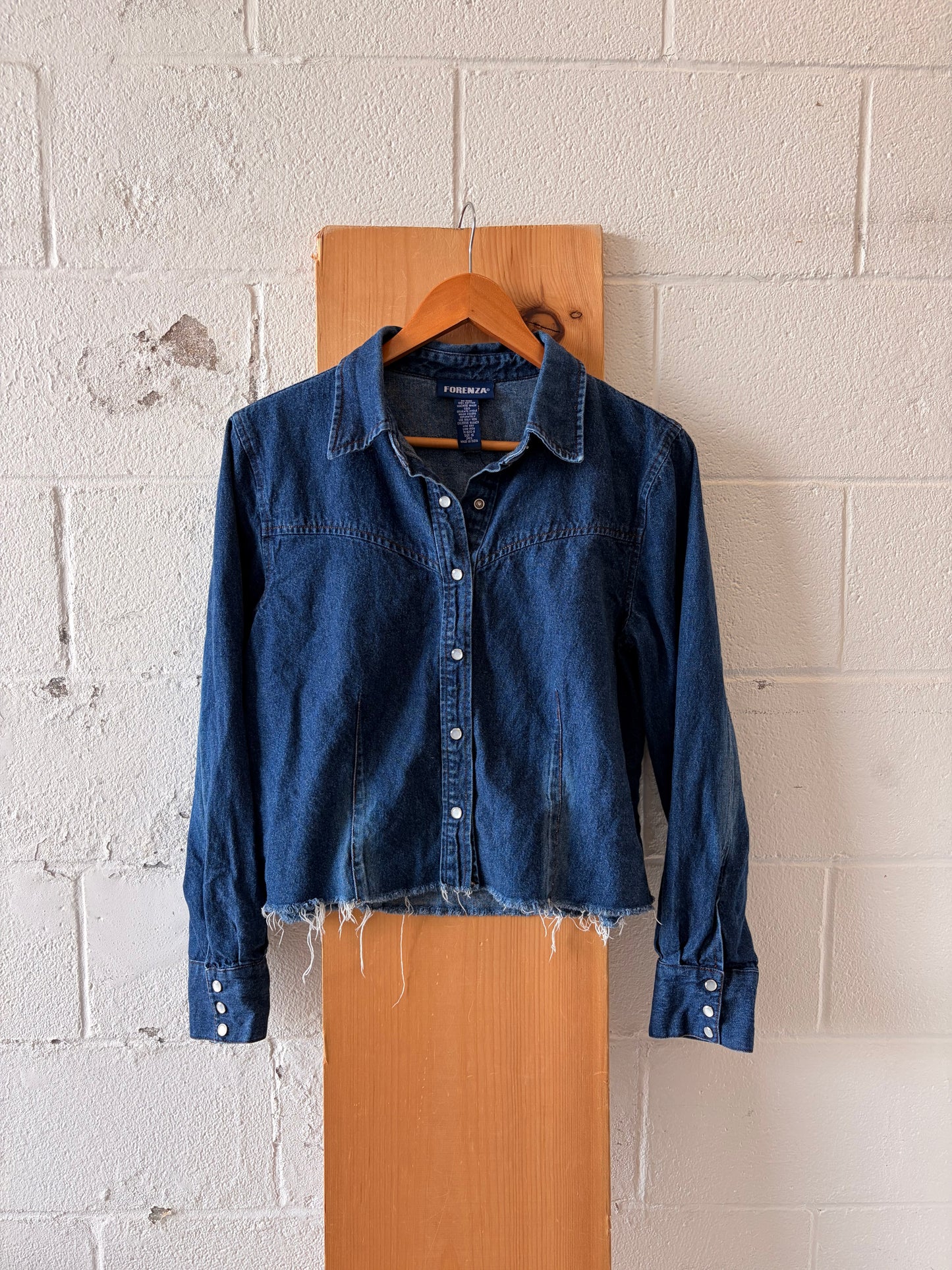 Embroidered Cropped Denim Pearl Snap : 16