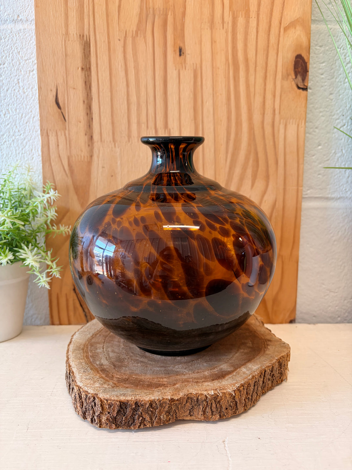 Two’s Company Handblown Glass Tortoiseshell Vase (Local Pick Up Only)