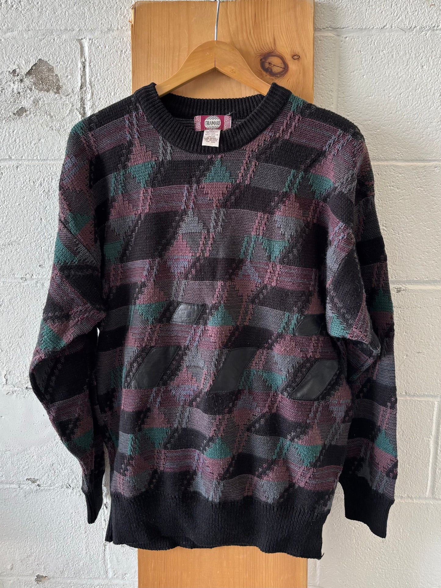 Vtg Purple Patterned Sweater : L