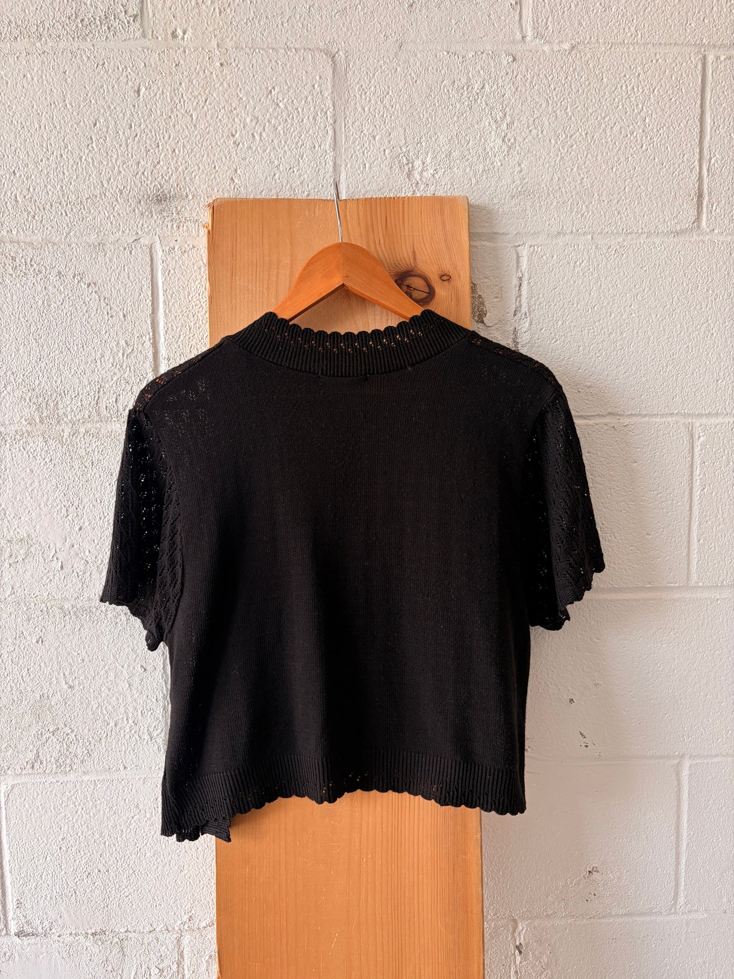 Little Black Short Sleeve Cardigan : XL
