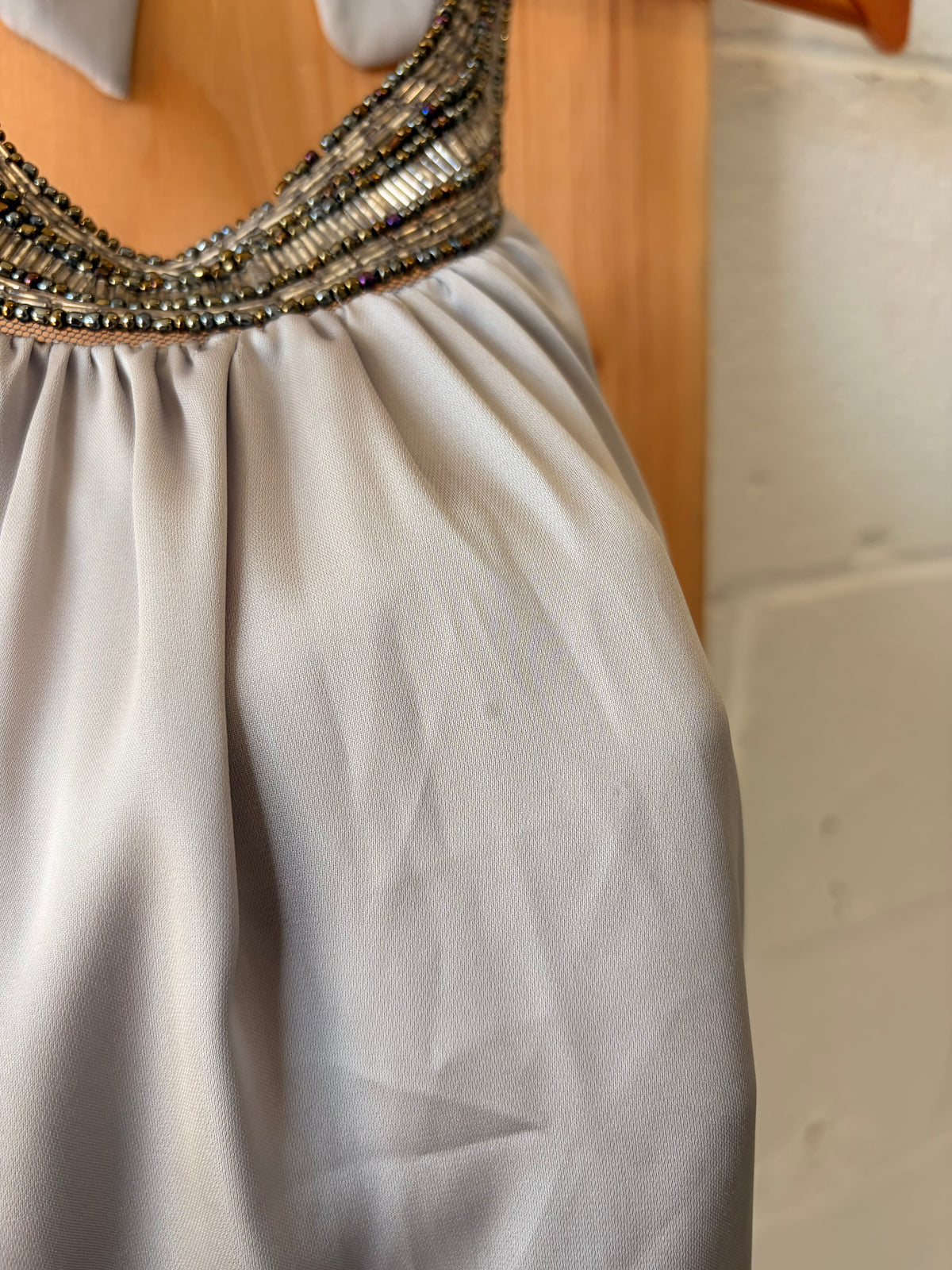 Y2K Charlotte Russe Beaded Silver Halter Top : L