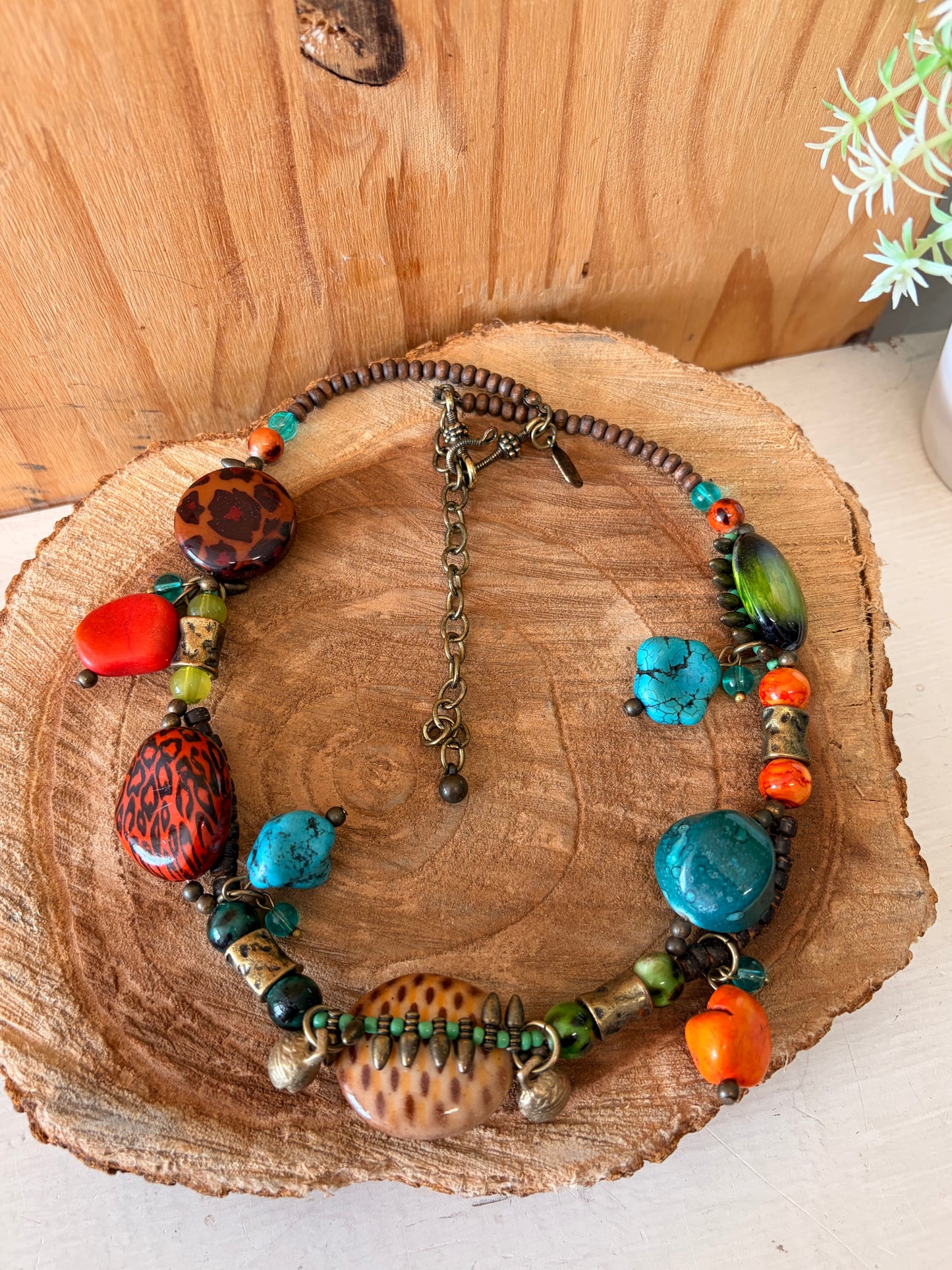 Funky Colorful Beaded Necklace & Earrings Set