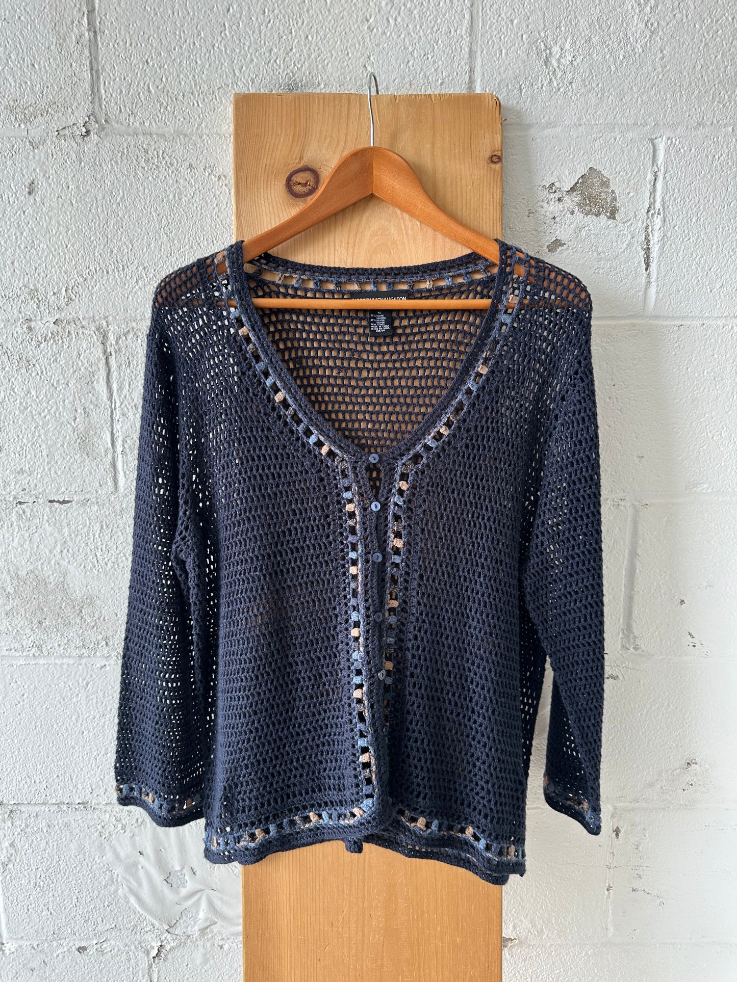 Navy Crochet Cardigan : XL