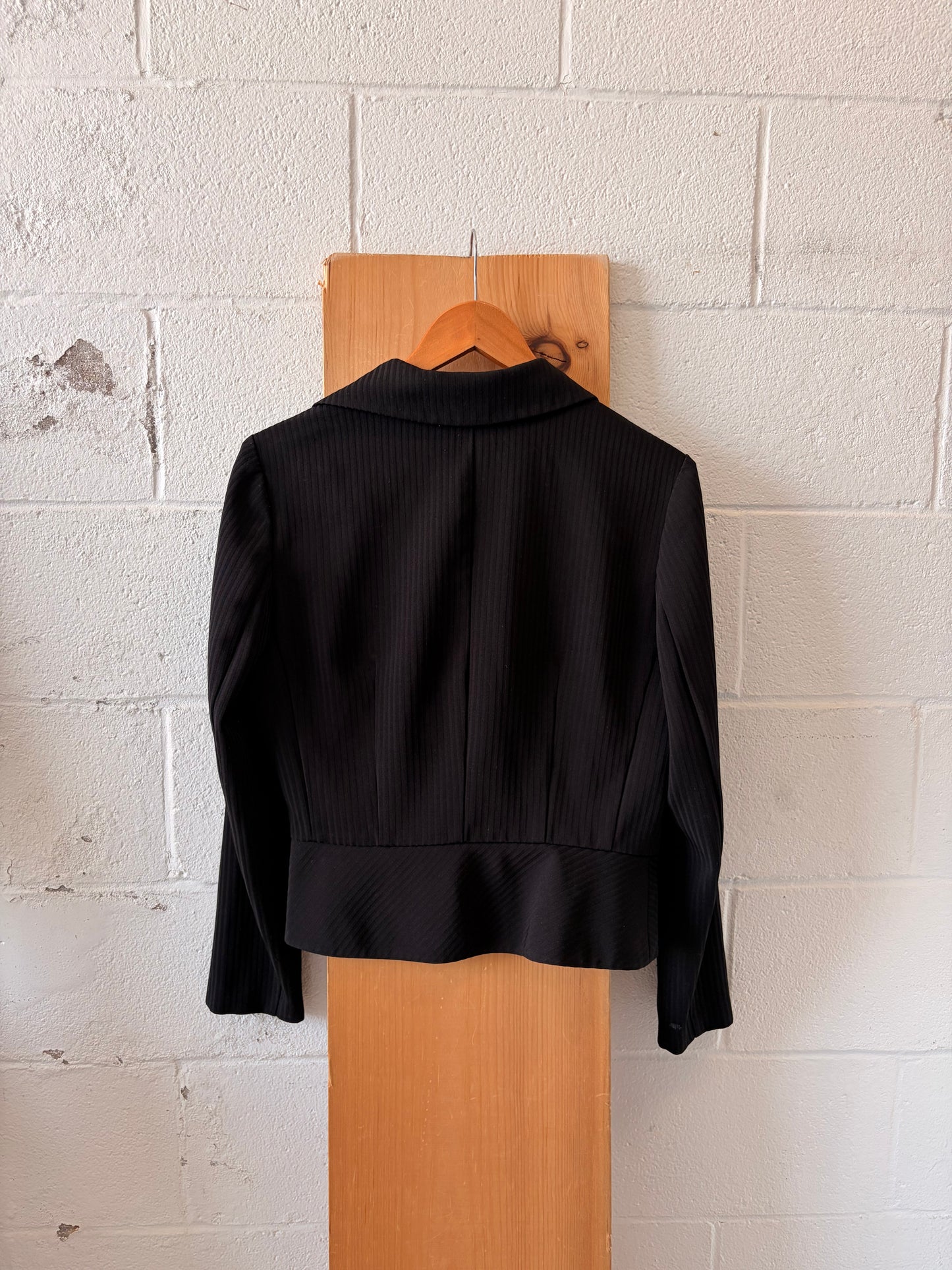 Cropped Black Pinstripe Blazer : 8