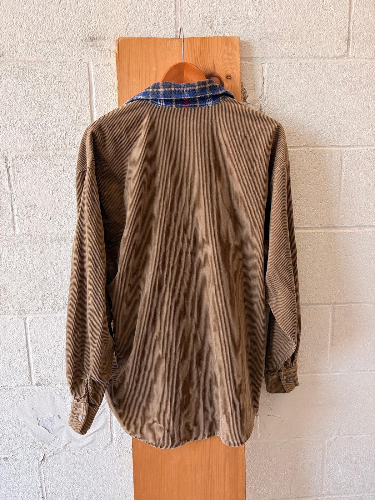 Vtg Flannel Collared Corduroy Button Down : M