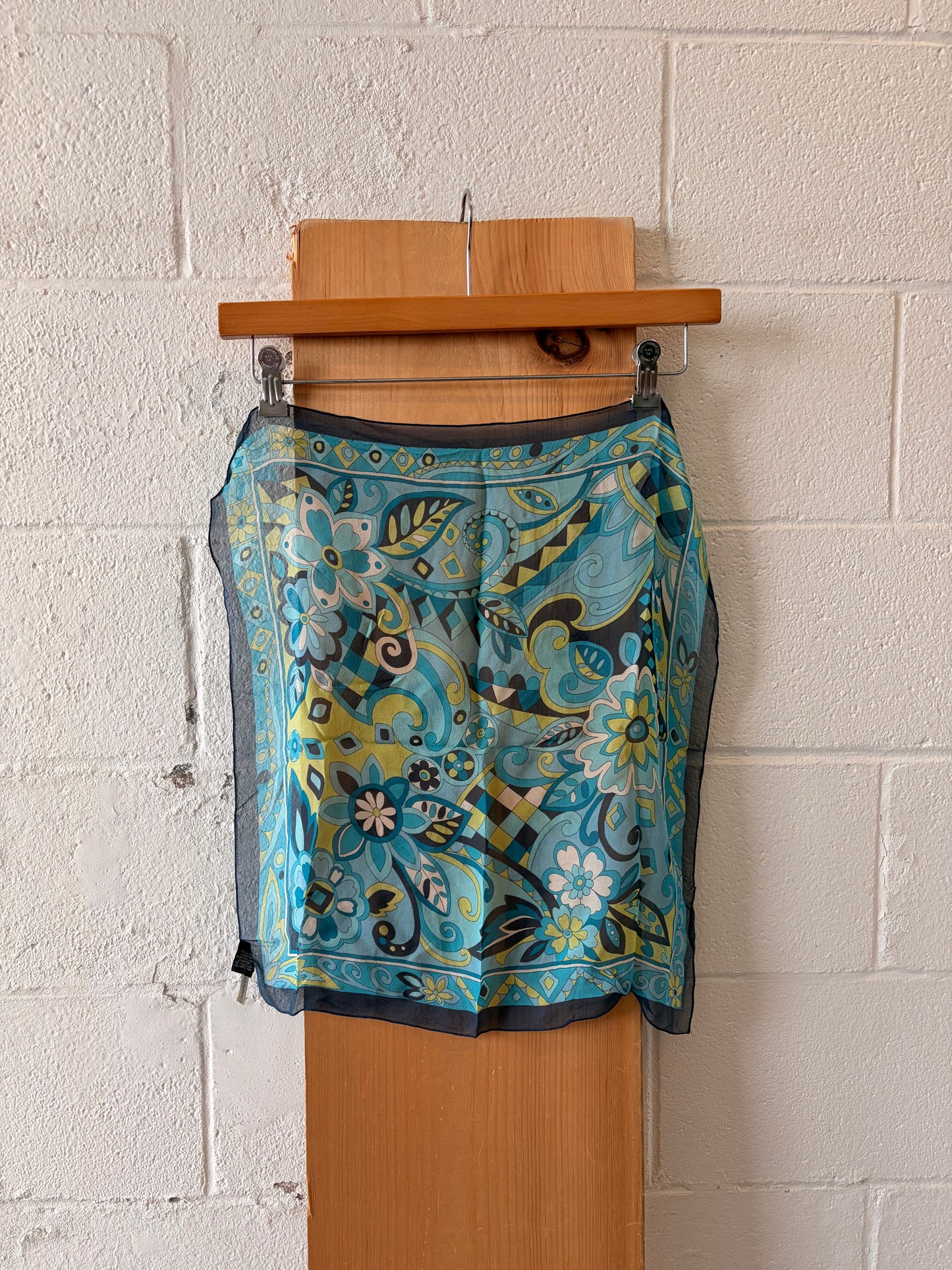 Blue Floral Silk Scarf