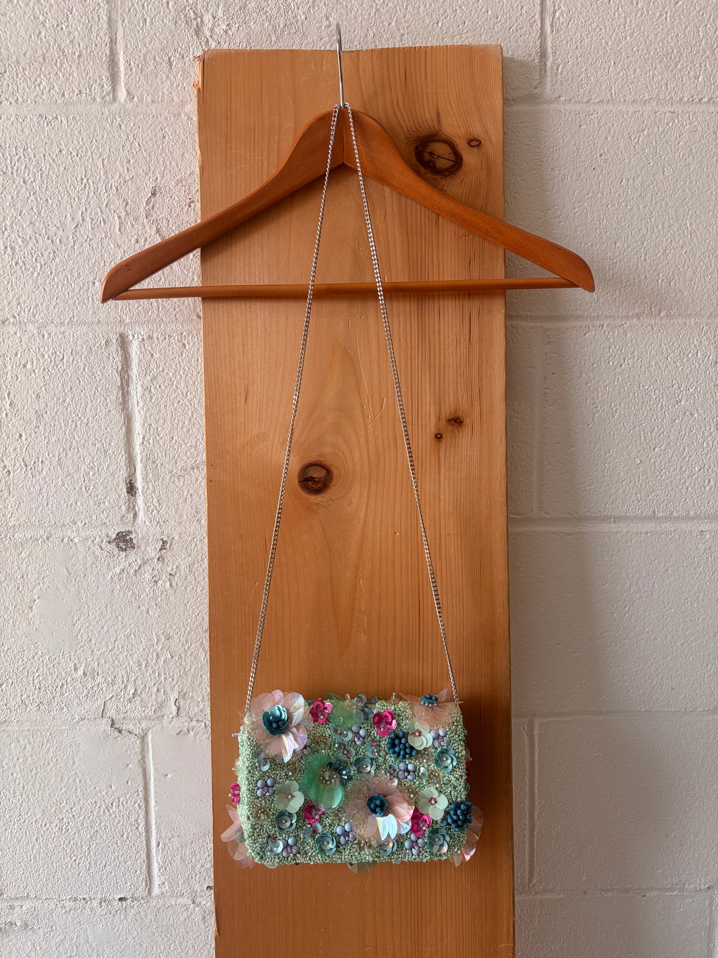 Floral Beaded Turquoise Purse