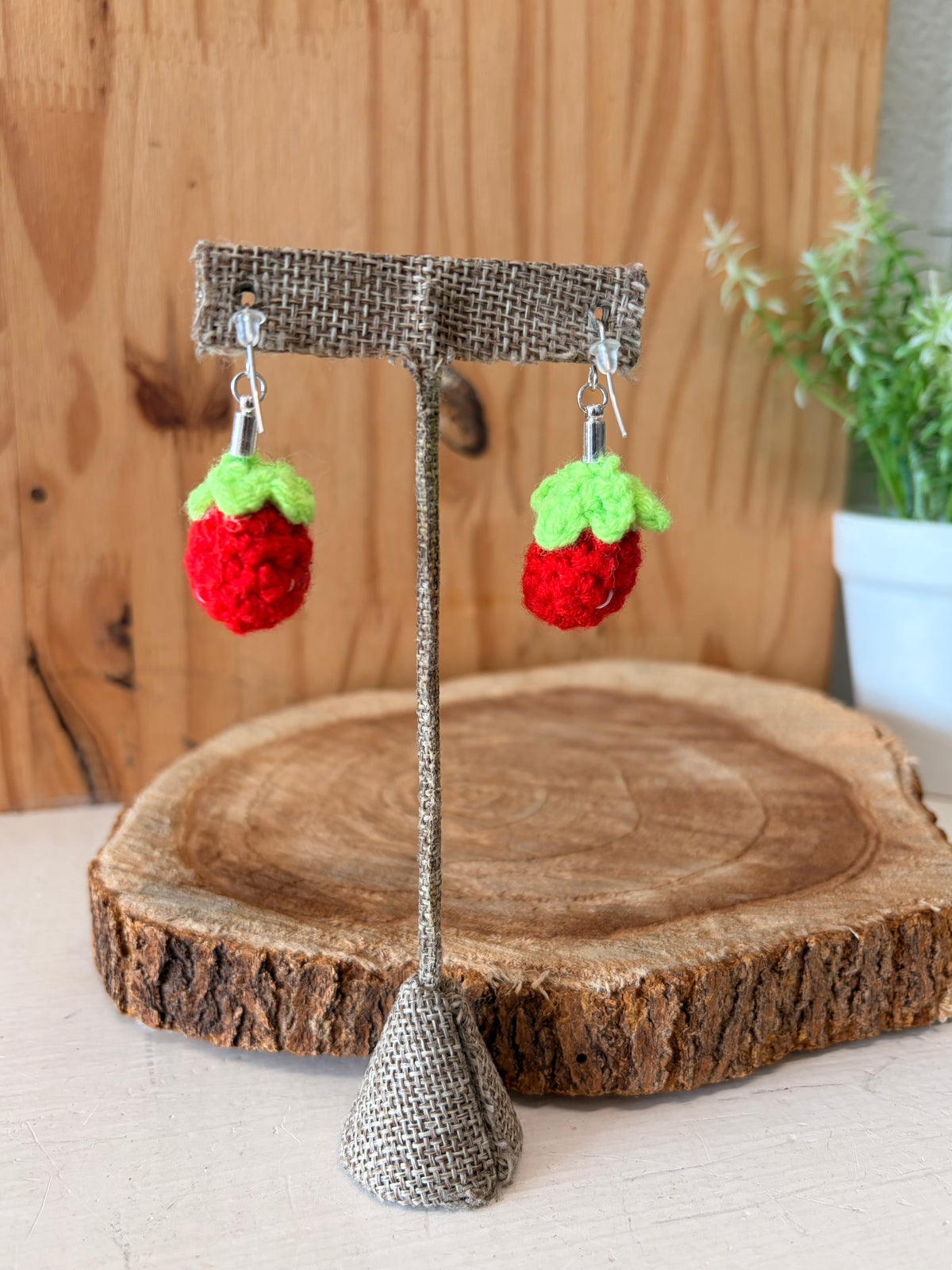 Crochet Strawberry Earrings