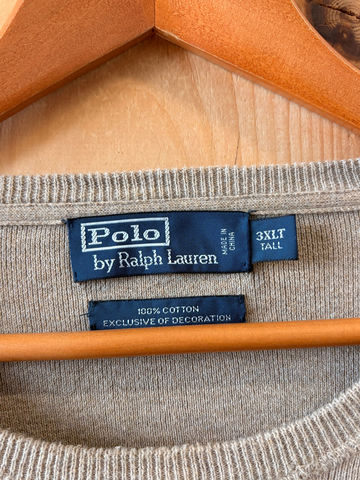 Beige Polo Pullover : 3XLT