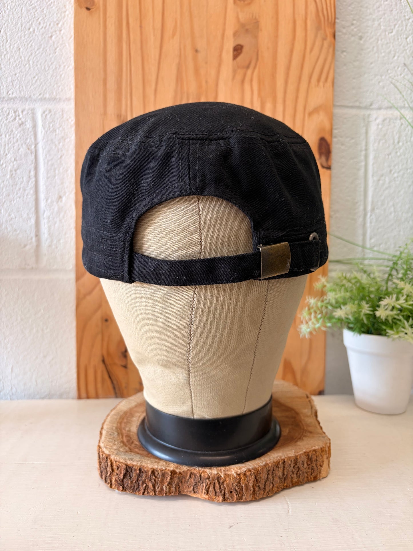 Y2K Distressed Black & Silver Cross Cap