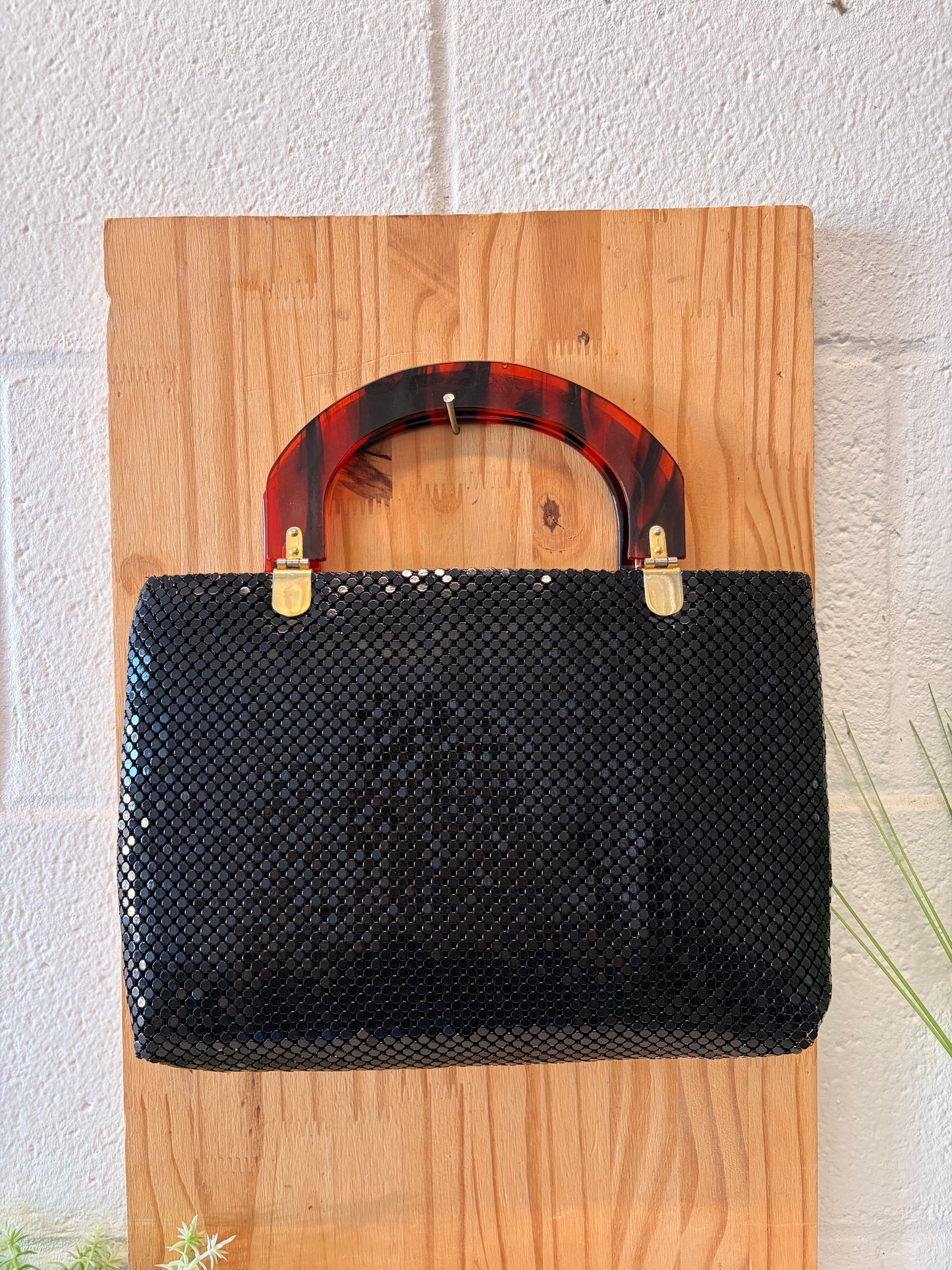 Shiny Black Metal Mesh Handbag