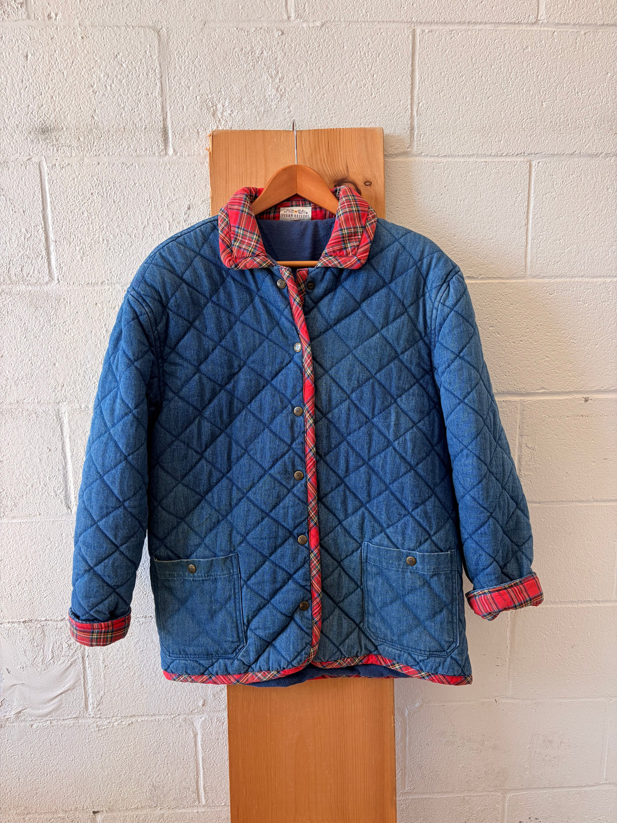 Vtg Diamond Quilted Denim Jacket : 14 (As Is)