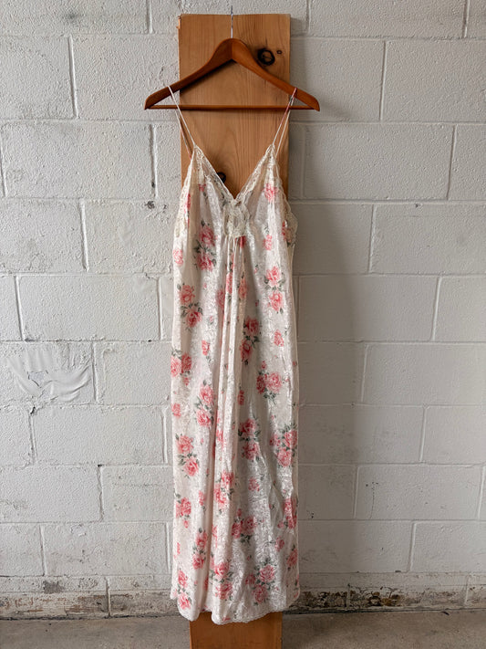Vtg Long Floral Nightgown : L