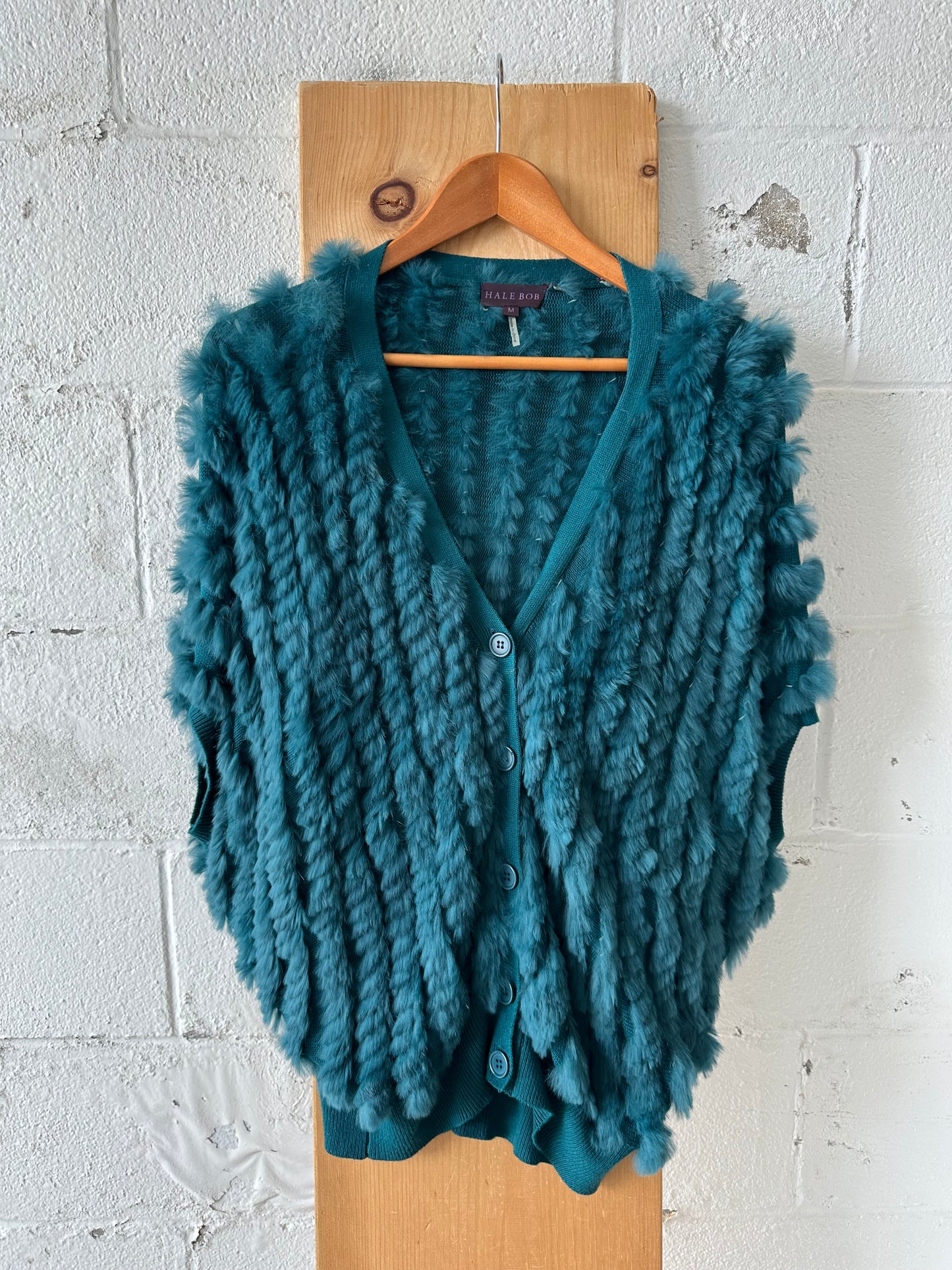 Teal Fur Cardigan : M