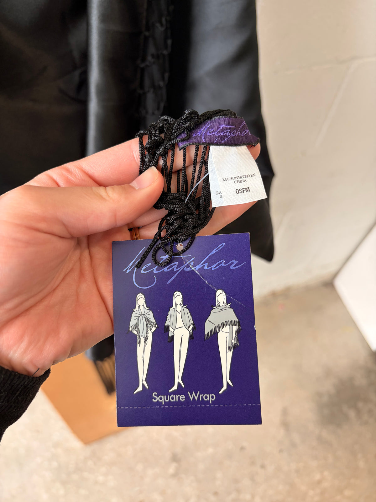 NWT Black Fringe Wrap