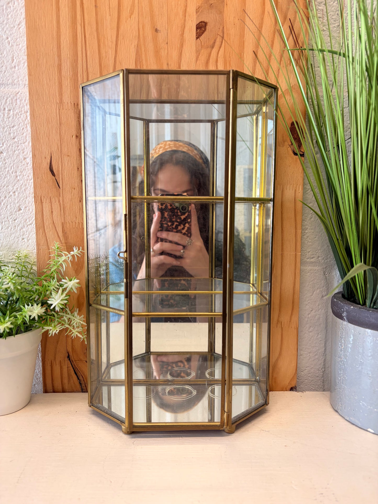Brass Tone Mirrored Trinket Case (Local Pick Up Only)