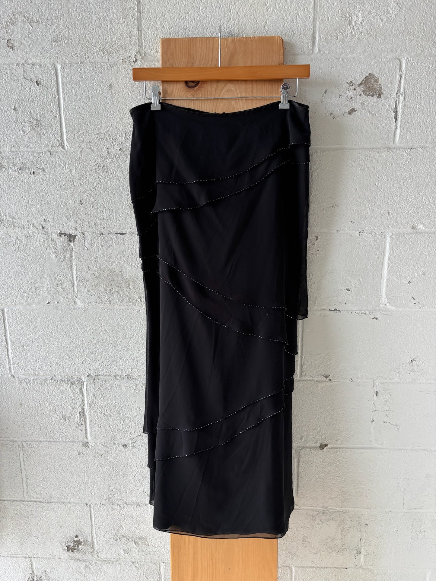 Black Beaded Layered Skirt : 14