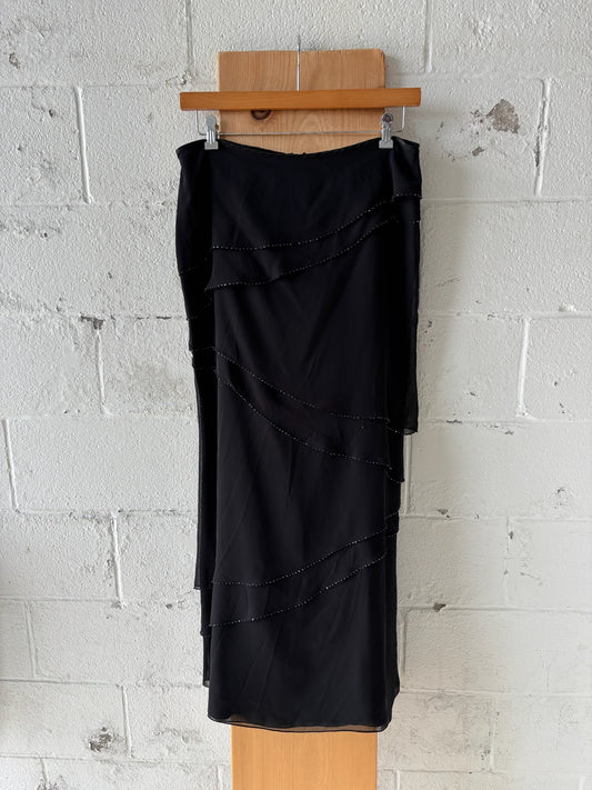 Black Beaded Layered Skirt : 14