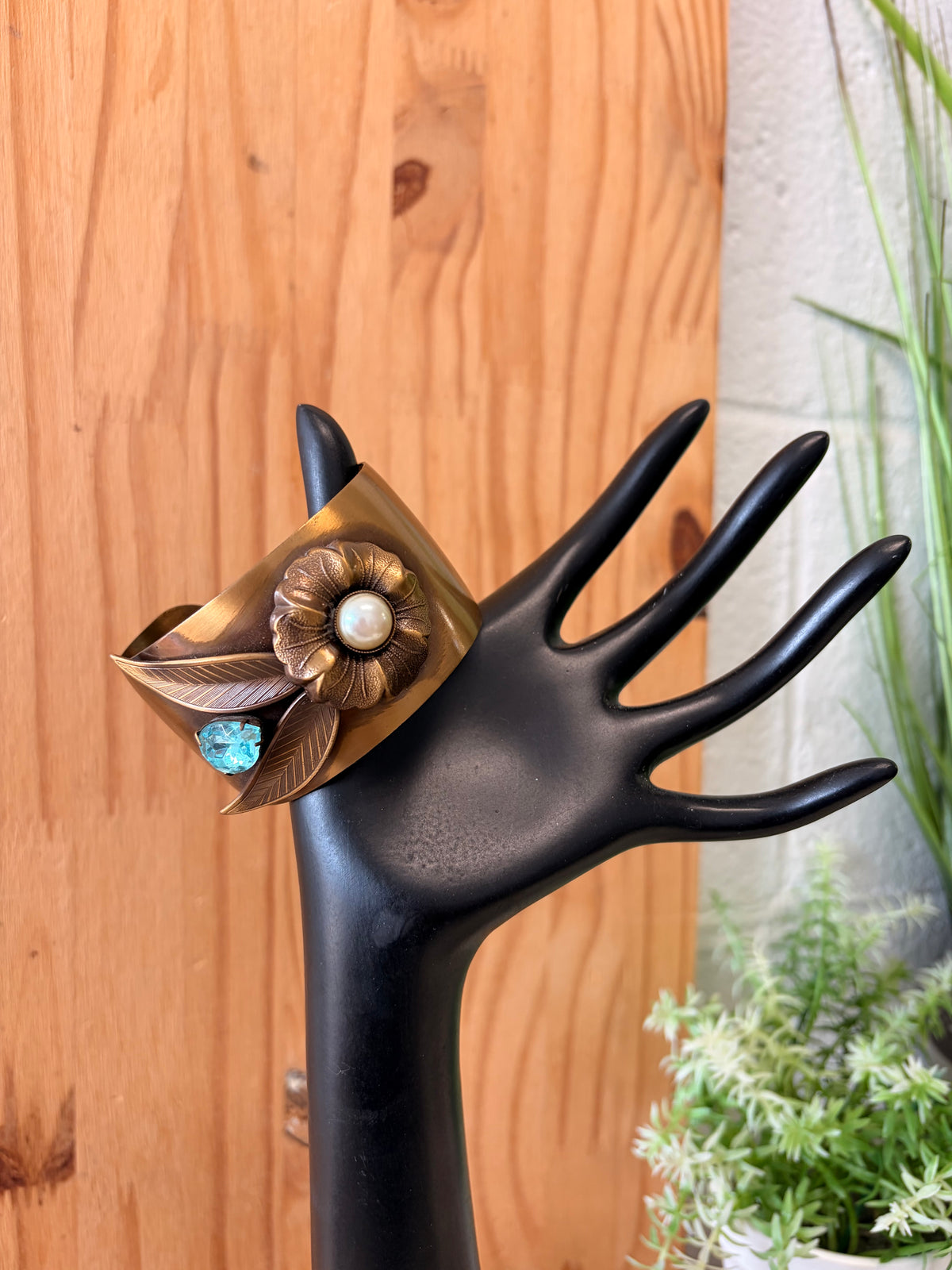 Bronze Tone Flower Cuff