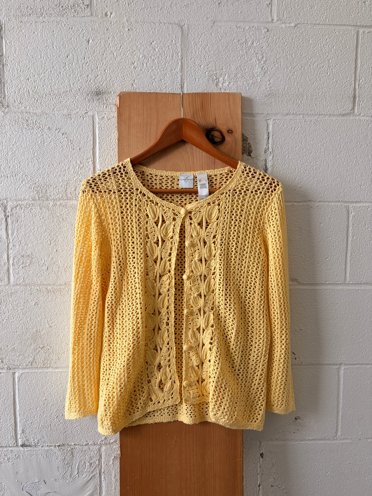 Knit Yellow Cardigan : L