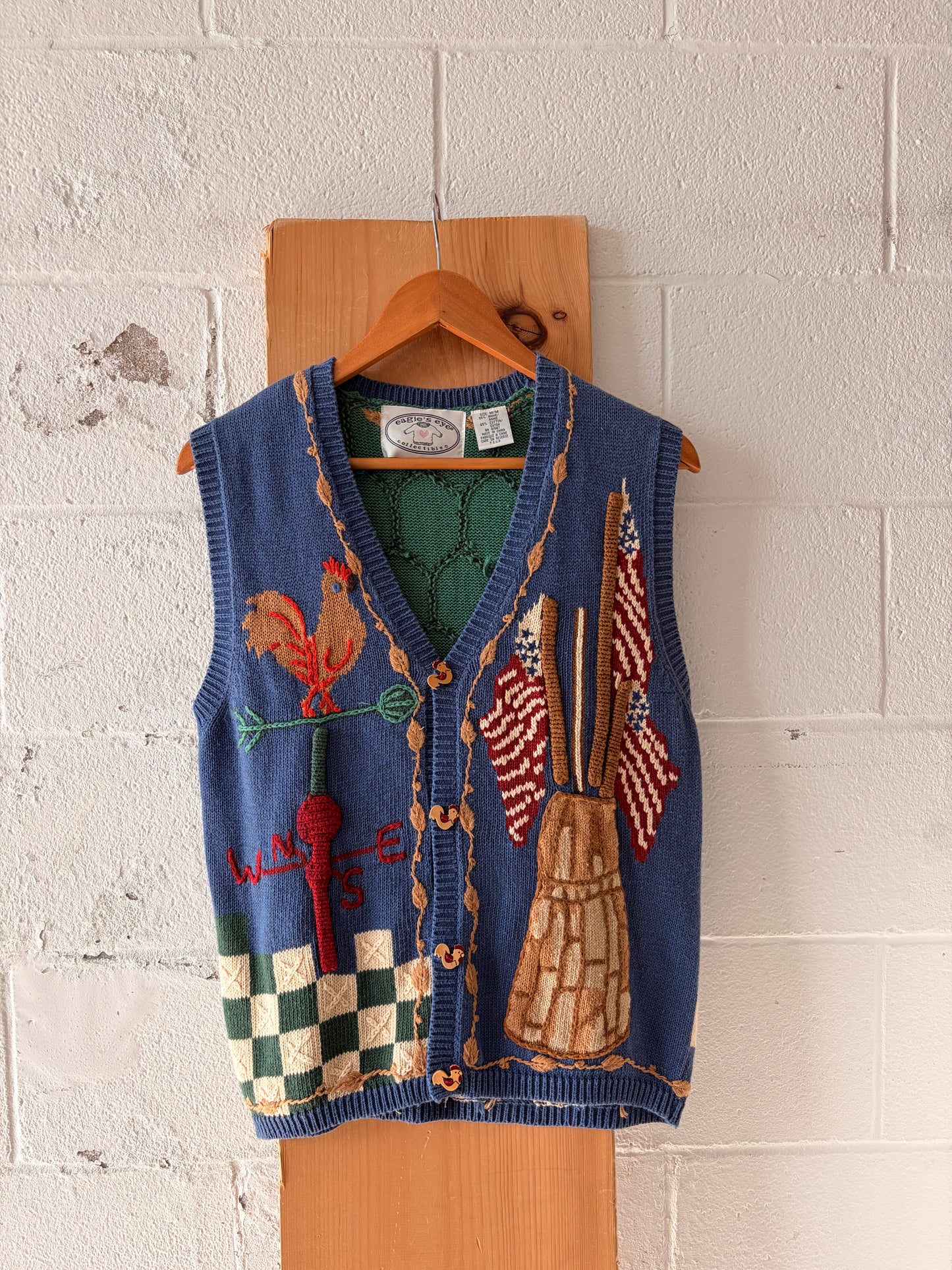 Vtg Eagle’s Eye Rooster Sweater Vest : M