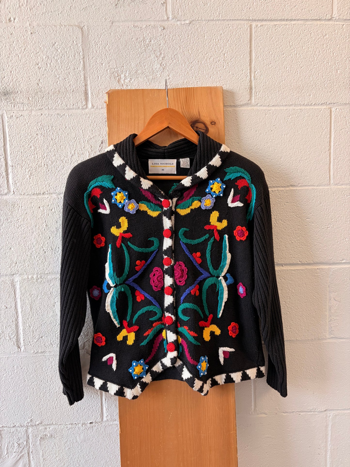 Colorful Embroidered Cardigan Sweater : M