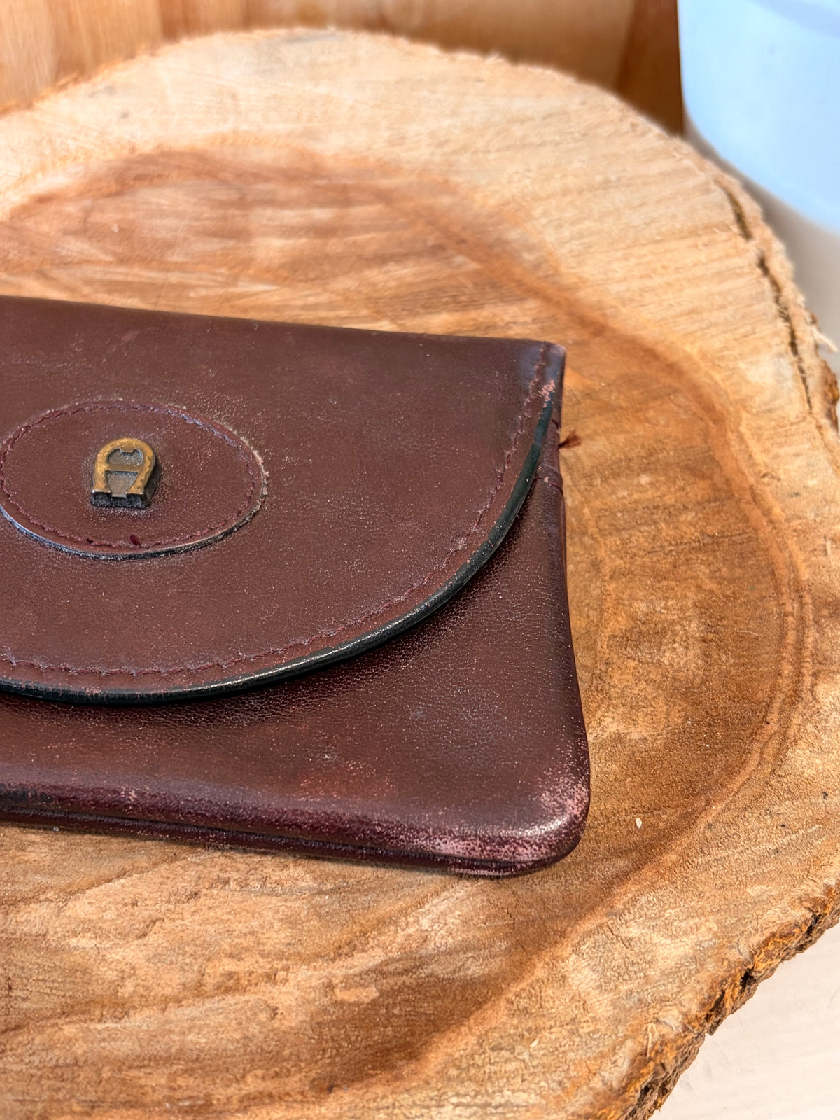Vtg Burgundy Mirrored Coin Pouch