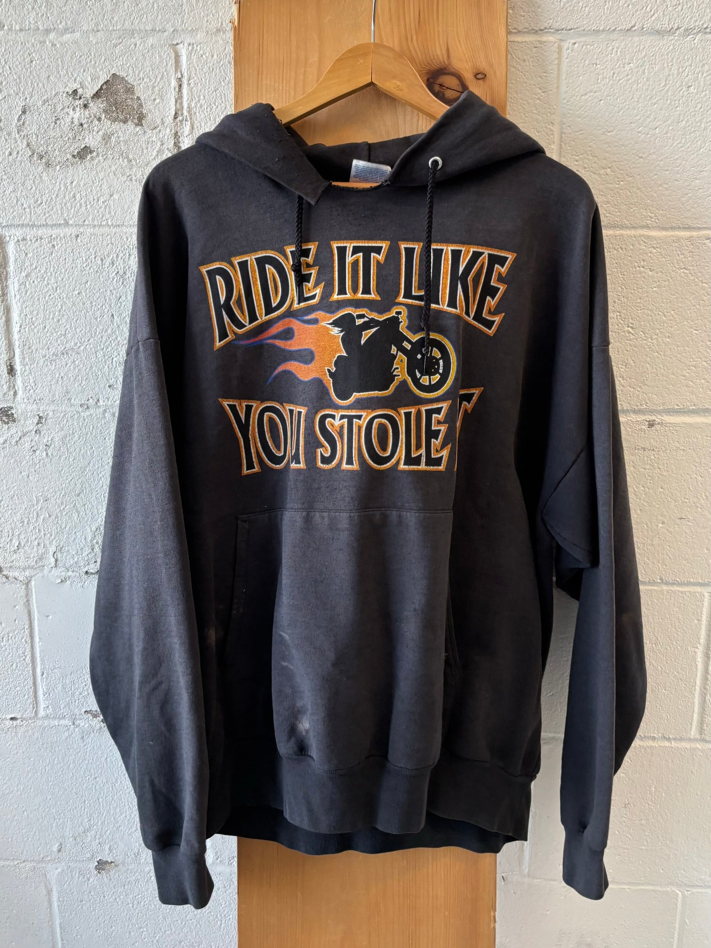Vtg Motorcycle Hoodie : 2XL