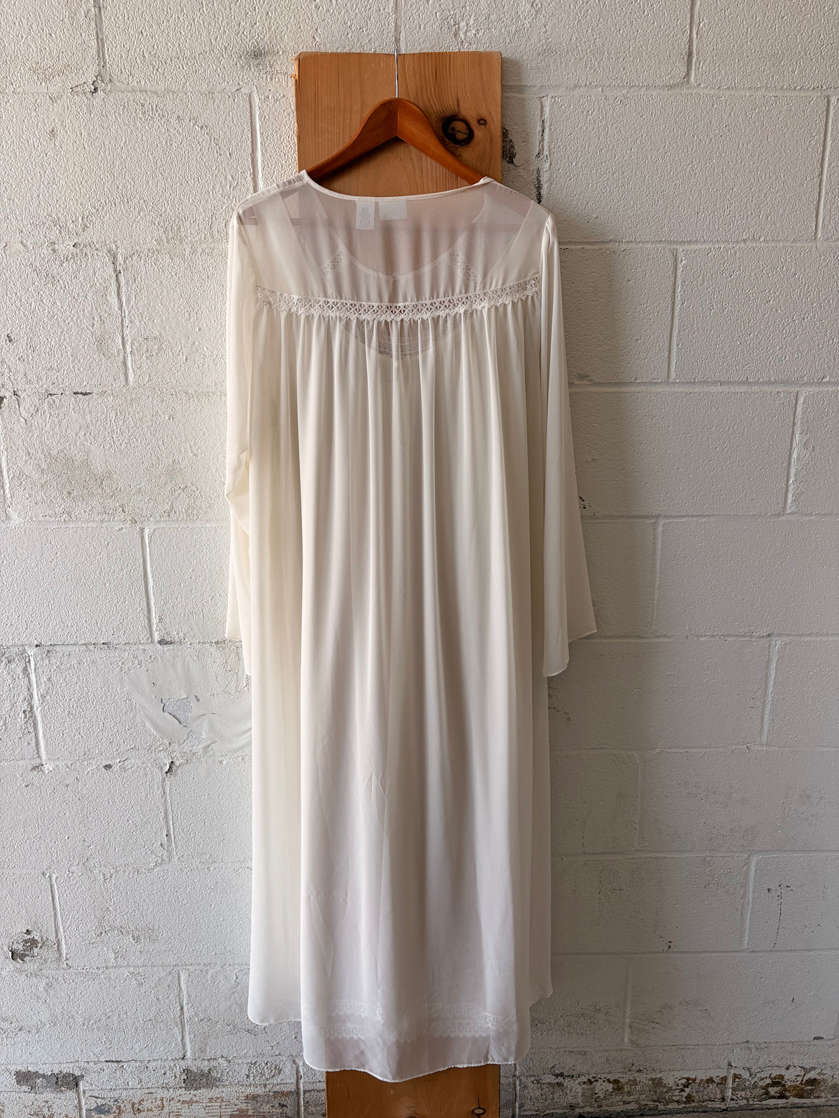 Vtg Sheer White Peignoir Set : XL