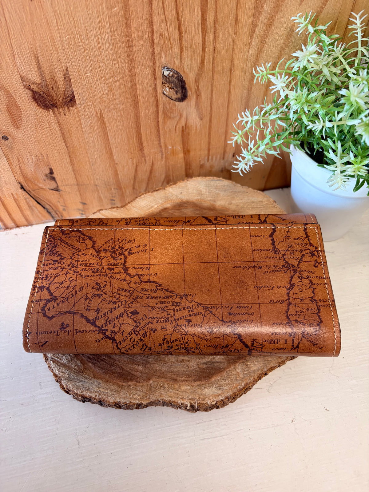 Italian Leather Map Wallet