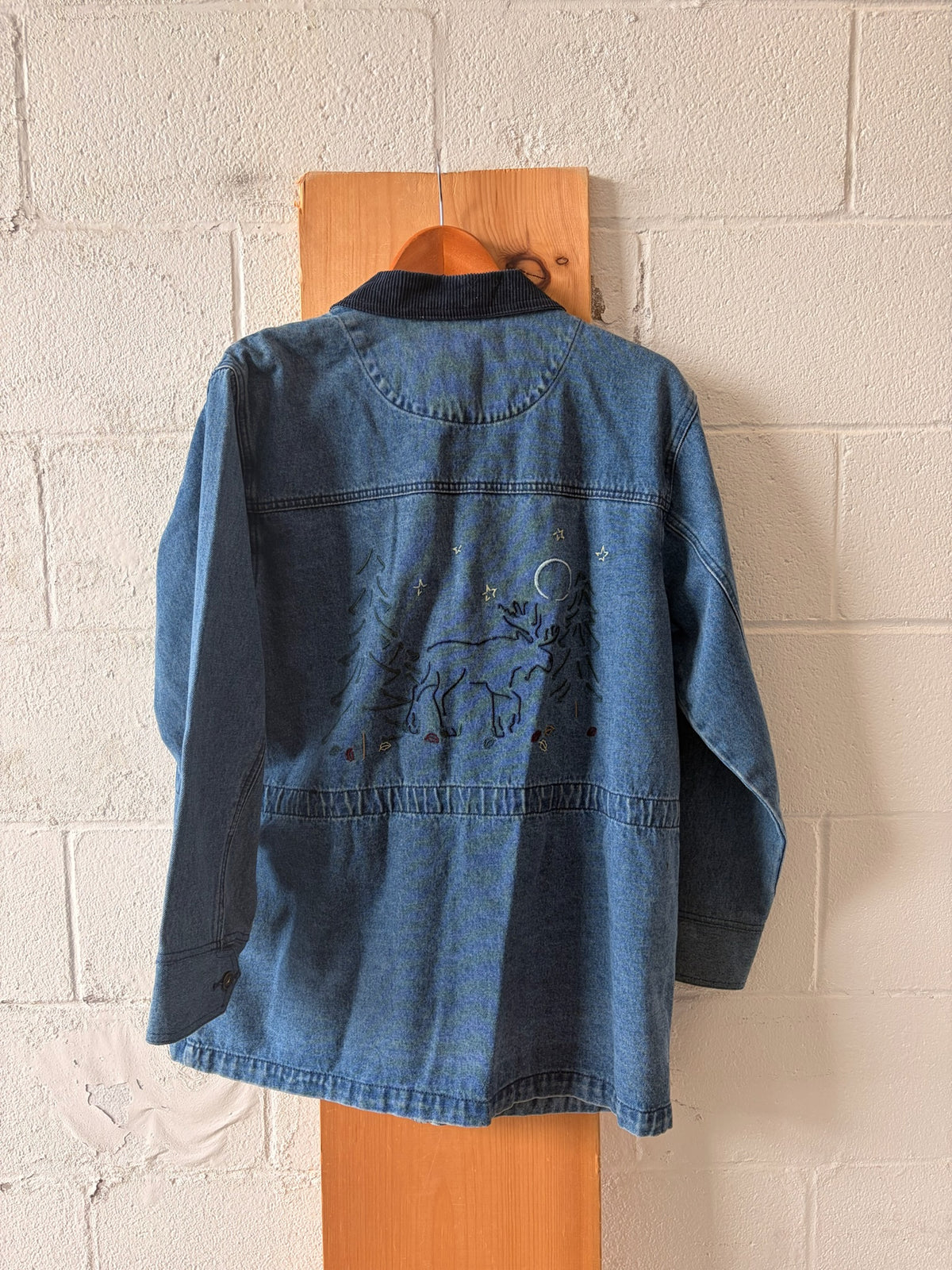 Embroidered Denim Chore Coat : M