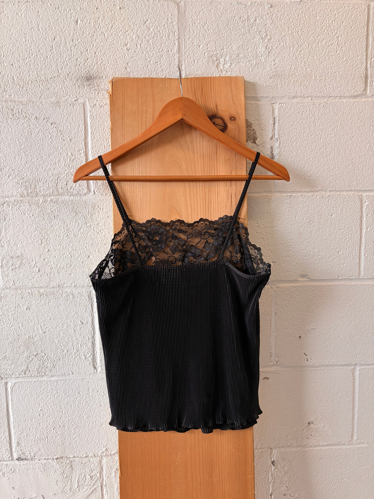 Vtg Pleated Lace Tank Top : M