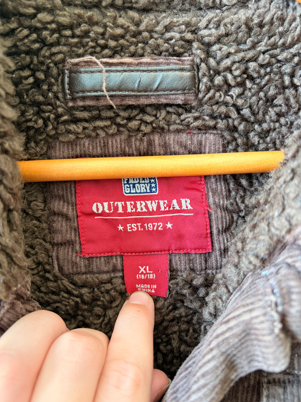 Vtg Faded Glory Sherpa Lined Corduroy Jacket : Youth XL