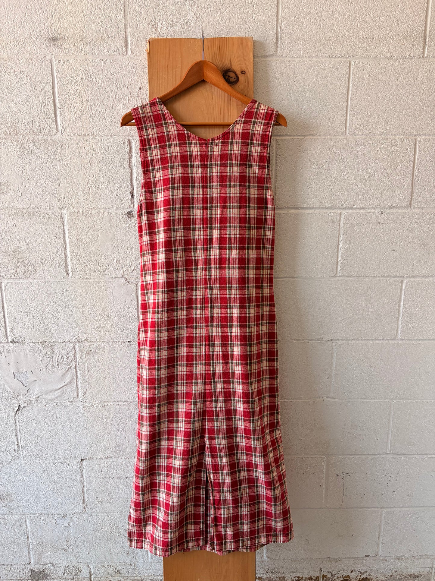 Long Red Plaid Dress : M/L