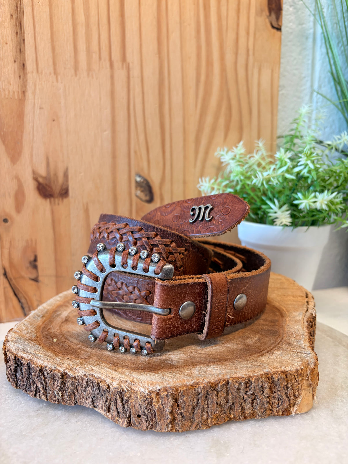 Brown Miss Me Leather Belt : S